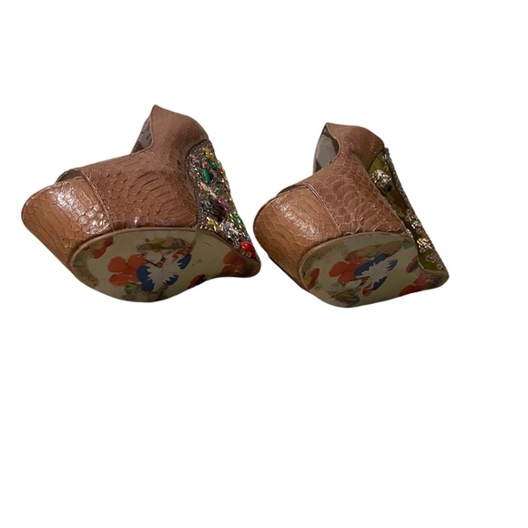 Ziginy Leather Wedges Muster Color Rock Floral Platform Bright Jeweled, Size 6 - Picture 12 of 16